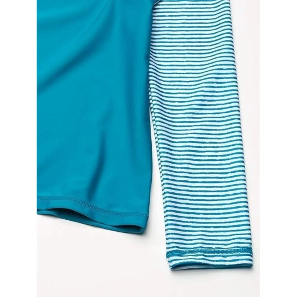 Speedo Girls' Swim Shirt Long Sleeve Rashguard - UPF 50+, Blue Combo, Medium